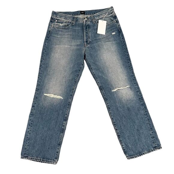 Anthropology Edwin Cali Ankle Denim Distressed Light Wash Straight Leg Jean - Picture 4 of 8